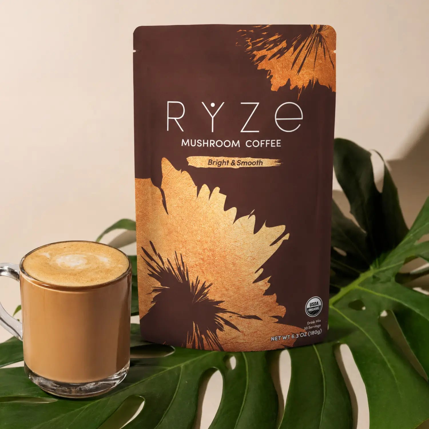 RYZE Mushroom Coffee — Organic Instant Coffee with Cordyceps & Reishi, 30 Servings V3