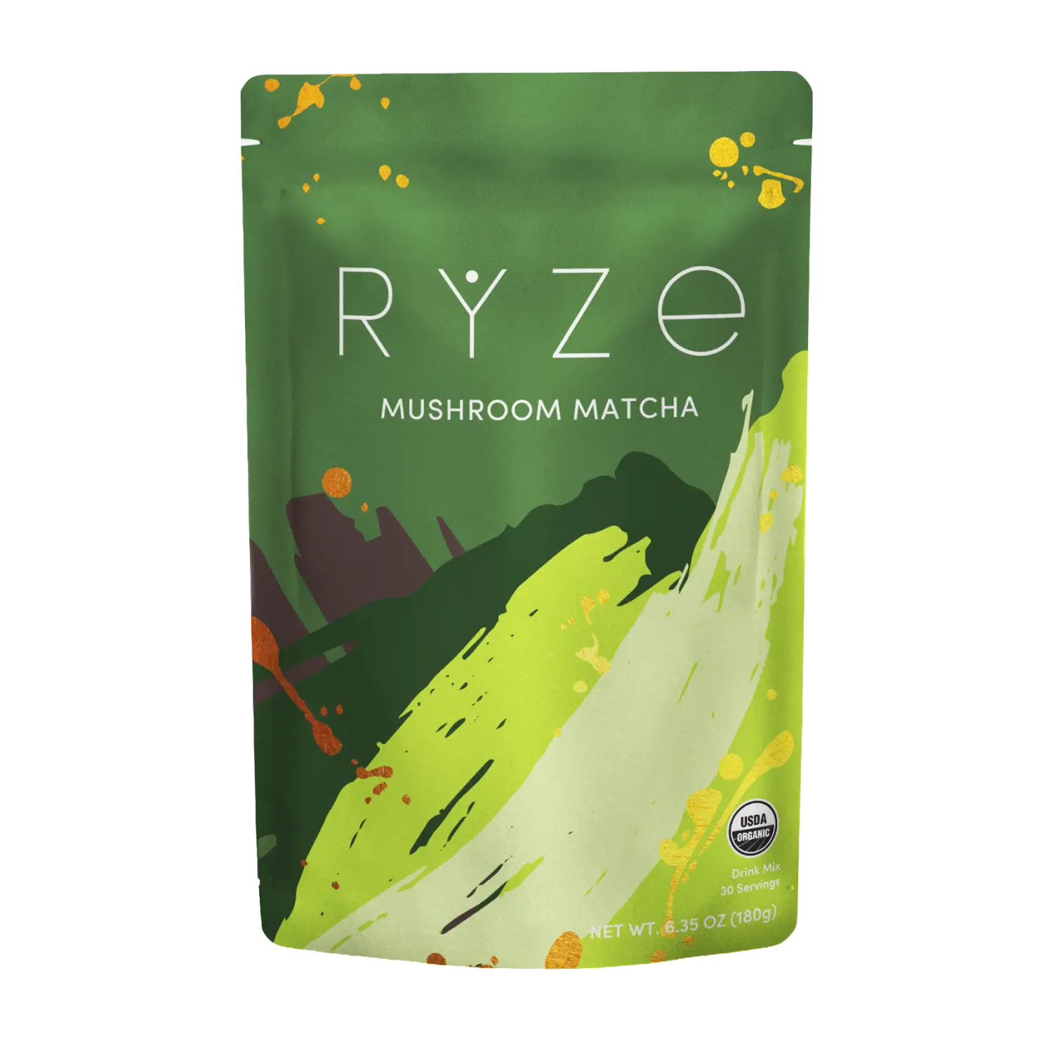 RYZE Mushroom Matcha — Organic Instant Matcha Latte with Lion's Mane & King Trumpet, 30 Servings T8