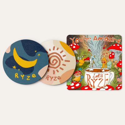 Coasters + Mushroom Magnet J5