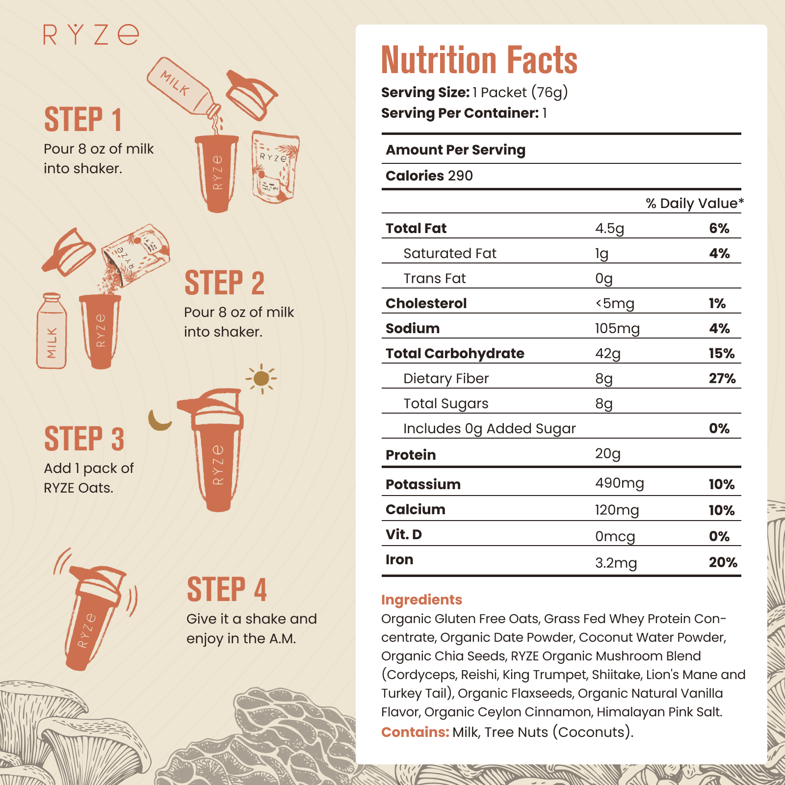 Mushroom Overnight Oats Pack (14 Servings) Q6