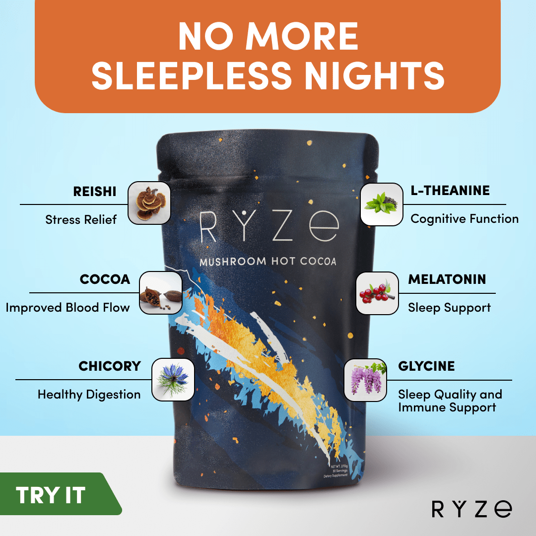RYZE Hot Cocoa - with 6 Sleep Superfoods to Help Fall Asleep and Stay Asleep N4
