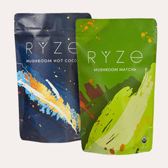 RYZE Mushroom Matcha - with 6 Organic Adaptogenic Mushrooms Grown In USA and Ceremonial-Grade Japanese Matcha V7